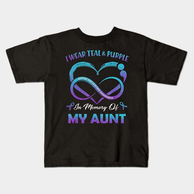 Suicide Awareness I Wear Teal and Purple In Memory of My Aunt Kids T-Shirt by maily.art